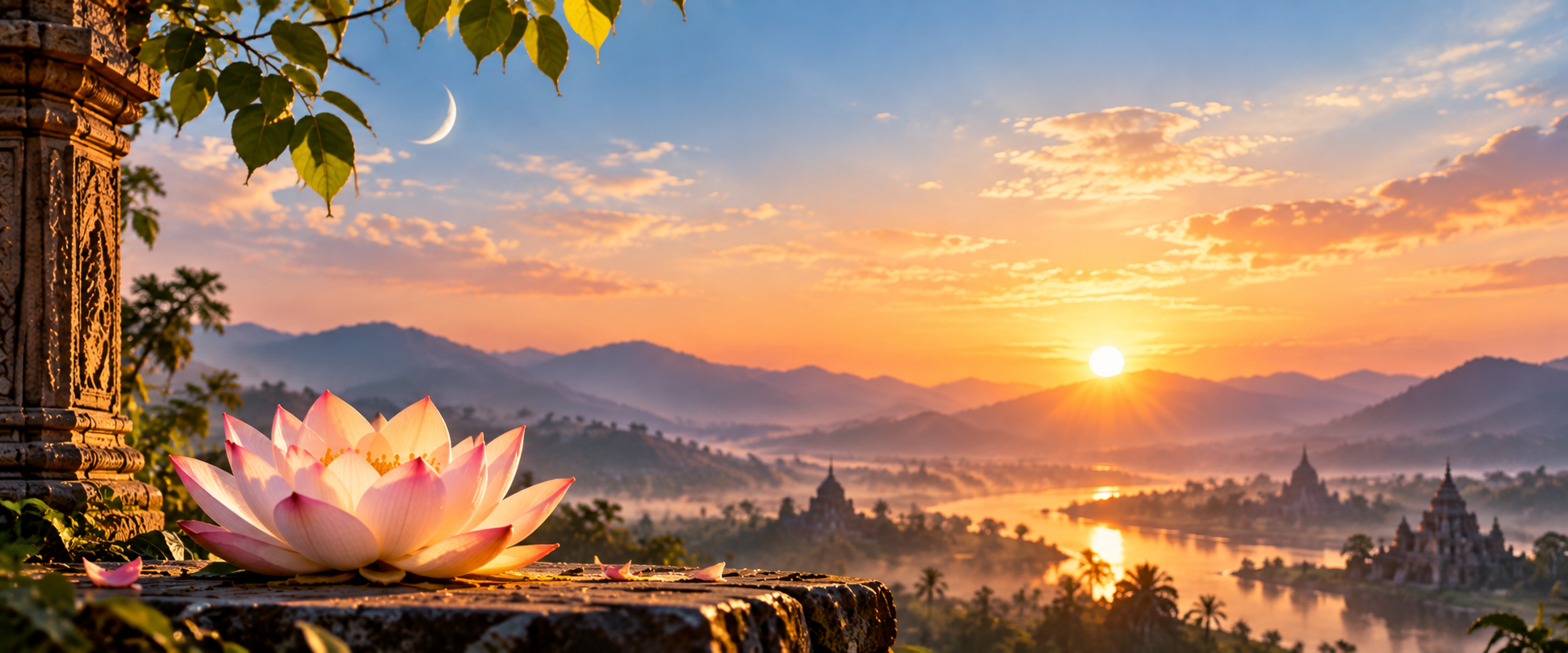 The dawn sky over a temple, or a lamp at first light.