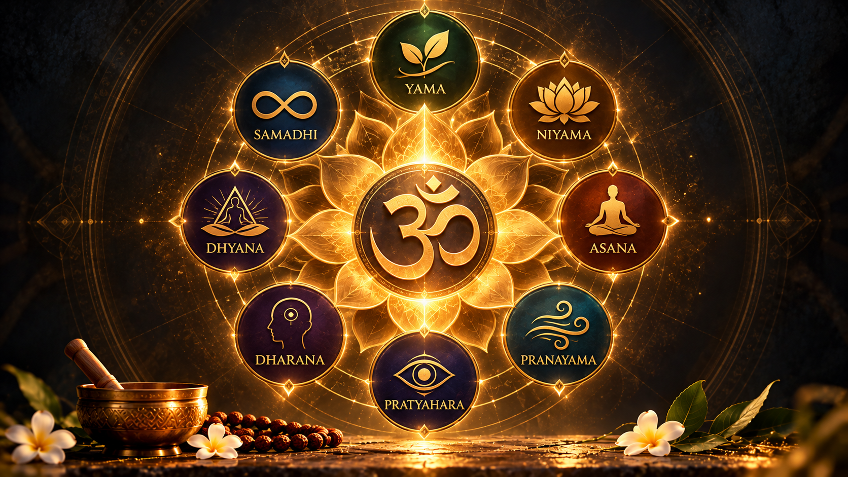 The eight limbs of yoga.